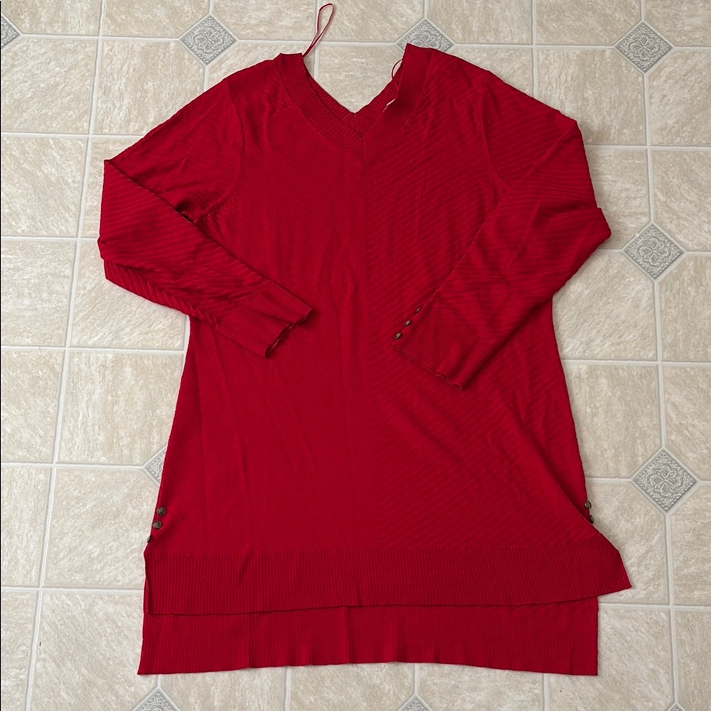 Elegant Red V-Neck Dress